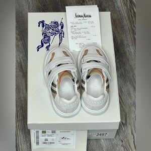 Burberry Kids White and Tan Sneakers
